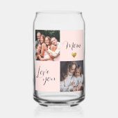 Fotocollage cadeau "Love you Mom" roze Blikvorm Glas (Voorkant)