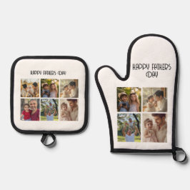 Fotocollage cadeau voor papa ovenwant & pannenlap set