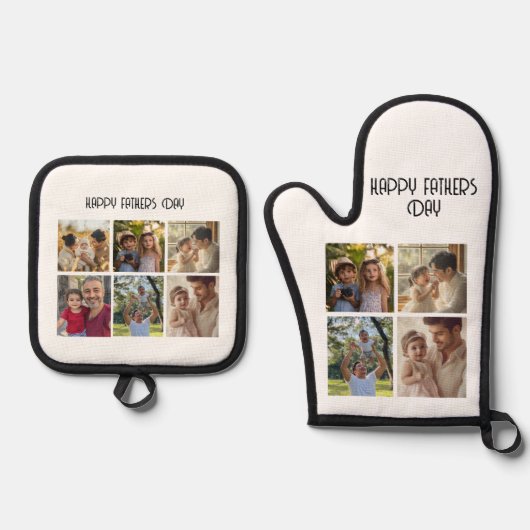 Fotocollage cadeau voor papa ovenwant & pannenlap set (Voorkant)