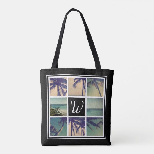 Fotocollage canvas tas met aangepaste naam monogra (Achterkant)