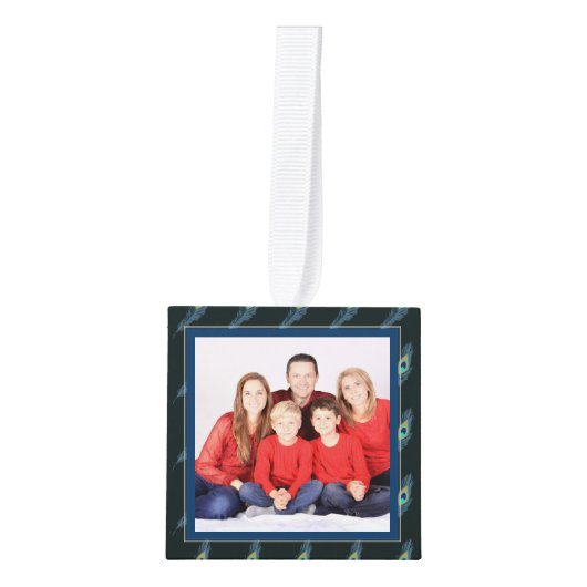 Fotocollage CUBE Kerstversiering Peacock Kubus Ornament (Voorkant)