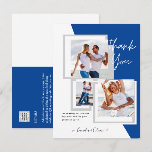 Fotocollage DANK JE WEL Bruiloft/Baby/Afsluiting/A Briefkaart (Voorkant / Achterkant)