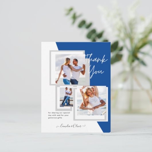 Fotocollage DANK JE WEL Bruiloft/Baby/Afsluiting/A Briefkaart (Staand voorkant)