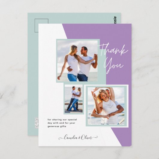 Fotocollage DANK JE WEL Bruiloft/Baby/Afsluiting/A Briefkaart (Voorkant / Achterkant)