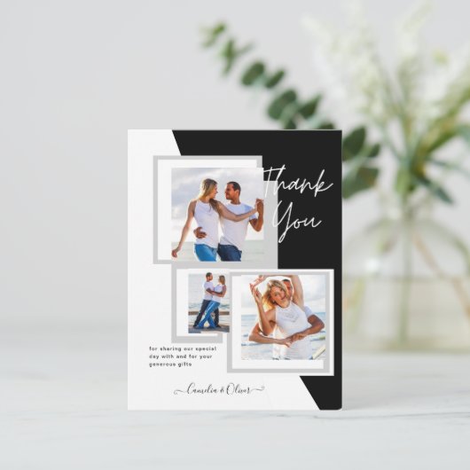 Fotocollage DANK JE WEL Bruiloft/Baby/Afsluiting/E Briefkaart (Staand voorkant)