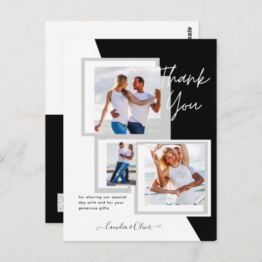 Fotocollage DANK JE WEL Bruiloft/Baby/Afsluiting/E Briefkaart (Voorkant / Achterkant)