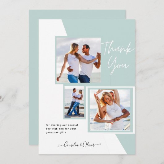 Fotocollage DANK JE WEL Bruiloft/Baby/Afsluiting/E Kaart (Voorkant / Achterkant)