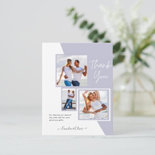 Fotocollage DANK JE WEL Bruiloft/Baby/Afstuderen/E Briefkaart (Staand voorkant)