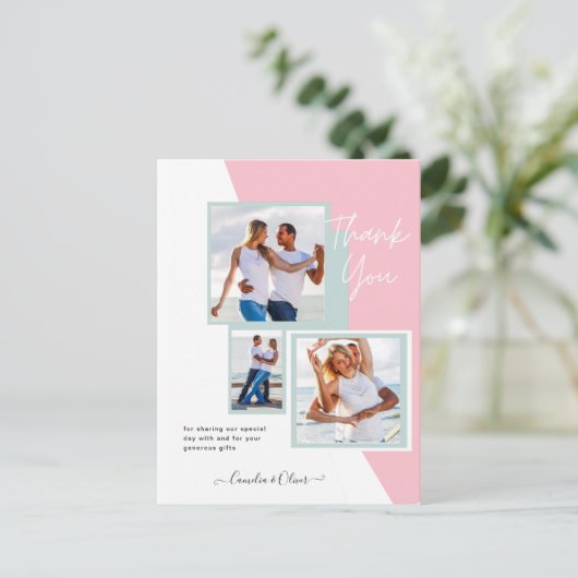 Fotocollage DANK U Bieden/Baby/Afstuderen/ENIG Briefkaart (Staand voorkant)