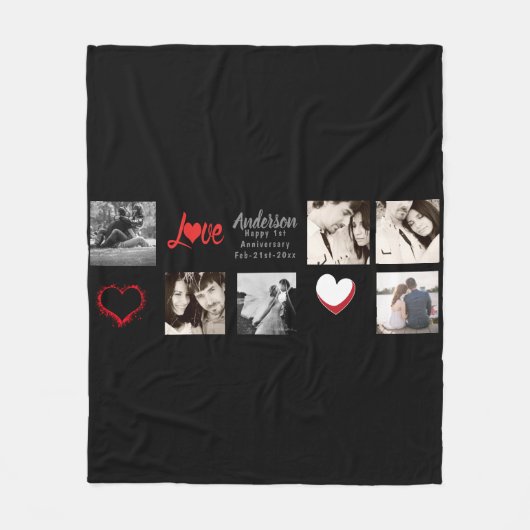 Fotocollage Dekbed - Liefde/Huwelijk/Jubileum Fleece Deken (Voorkant)