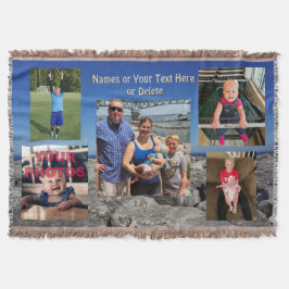Fotocollage deken met uw 5 foto's en tekst