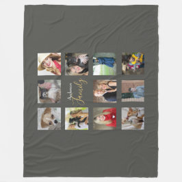 Fotocollage deken zilver grijs met tekst