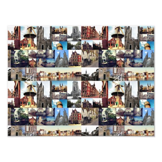 Fotocollage Delft 6 Foto Afdruk (Voorkant)