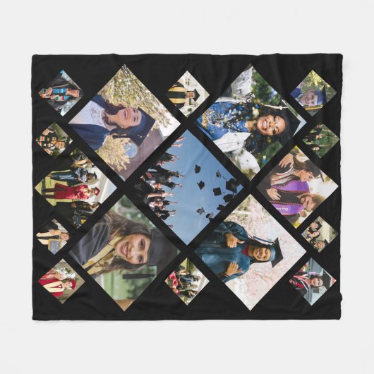 Fotocollage Diagonale Sjabloon w / 17 afbeeldingen Fleece Deken (Voorkant (Horizontaal))