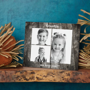 Fotocollage Donker Hout Opa We houden van Jou Fotoplaat