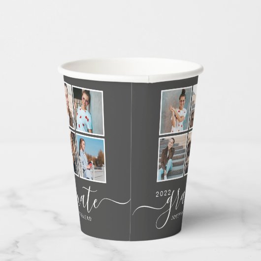Fotocollage Donkergrijs Graduation Party Papieren Bekers (Rechts)