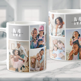 Fotocollage Eenvoudig Monogram Afbeelding Koffiemok