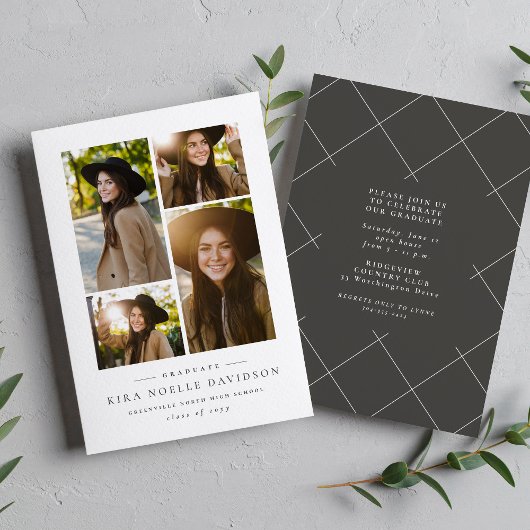 Fotocollage eenvoudige afstudeerfeest kaart