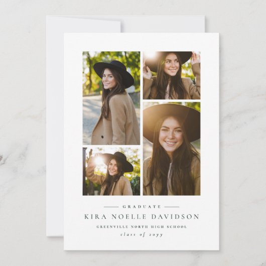 Fotocollage eenvoudige groene afstuderen aankondig (Voorkant)