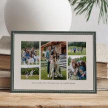 Fotocollage eenvoudige groene lijst familie Kerstm