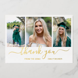 Fotocollage Elegant Afstuderen Dank u kaart
