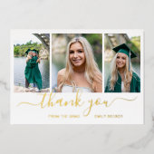 Fotocollage Elegant Afstuderen Dank u kaart (Voorkant)