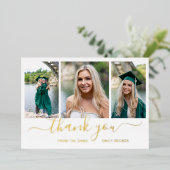 Fotocollage Elegant Afstuderen Dank u kaart (Staand Voorkant)
