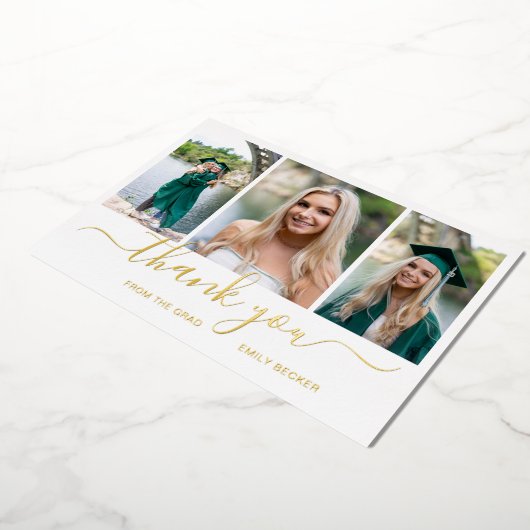 Fotocollage Elegant Afstuderen Dank u kaart (Gedraaid)