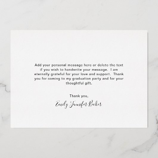 Fotocollage Elegant Afstuderen Dank u kaart (Achterkant)