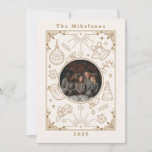 Fotocollage Elegant Gold Line Art Christmas Feestdagenkaart (Voorkant)