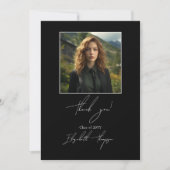 Fotocollage Elegant zwart-wit Afstuderen Bedankkaart (Voorkant)