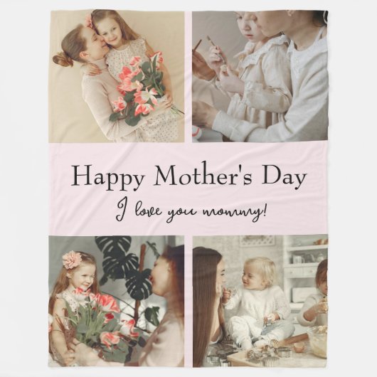 Fotocollage en bericht - gepersonaliseerd cadeau | fleece deken (Voorkant)