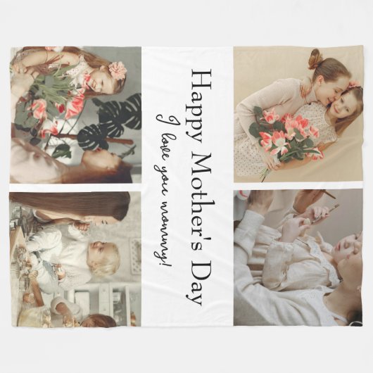 Fotocollage en bericht - gepersonaliseerd cadeau | fleece deken (Voorkant (Horizontaal))