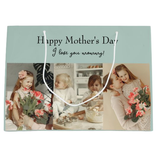 Fotocollage en bericht - gepersonaliseerd cadeau | groot cadeauzakje (Voorkant)