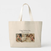Fotocollage en bericht - gepersonaliseerd cadeau | grote tote bag (Achterkant)