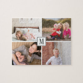 Fotocollage en foto's van vier families legpuzzel