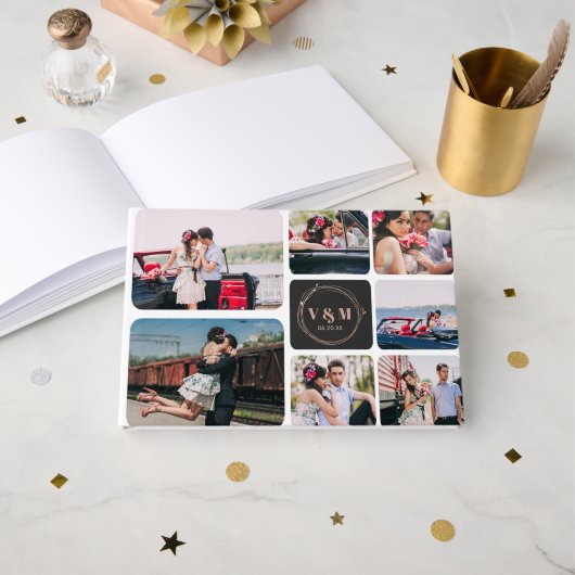 Fotocollage en -monogram | huwelijksgastenboek gastenboek (Voorkant open)