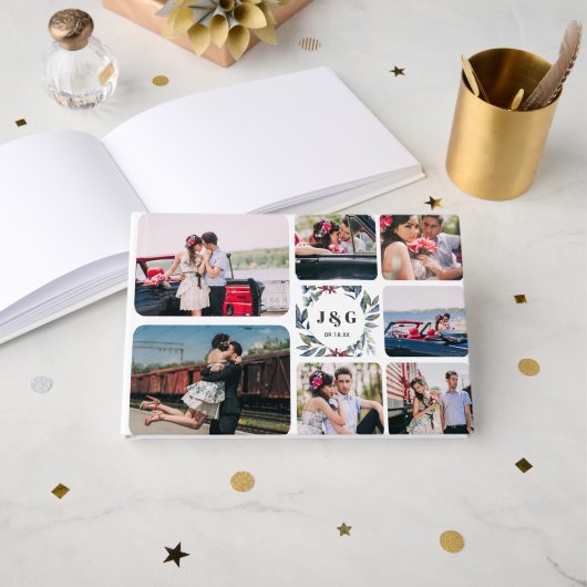 Fotocollage en -monogram | huwelijksgastenboek gastenboek (Voorkant open)