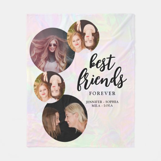 Fotocollage en namen | BFF Besties Fleece Deken (Voorkant)