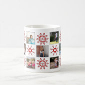 Fotocollage en rode sneeuwvlokken kerst koffiemok (Center)