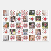 Fotocollage en rode sneeuwvlokken Verry Kerstmis Inpakpapier Vel (Voorkant 2)