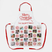 Fotocollage en rode sneeuwvlokken Verry Kerstmis Schort (Voorkant)