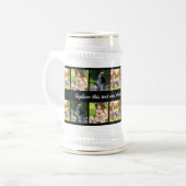 Fotocollage en tekstbier stein personaliseren bierpul (Voorkant links)