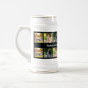 Fotocollage en tekstbier stein personaliseren bierpul