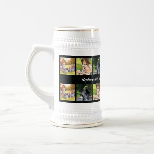 Fotocollage en tekstbier stein personaliseren bierpul (Links)