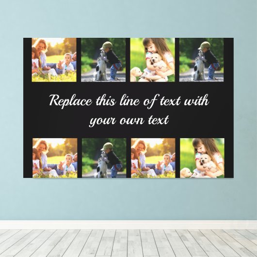 Fotocollage en tekstdeken personaliseren canvas afdruk (Insitu (Houten vloer))