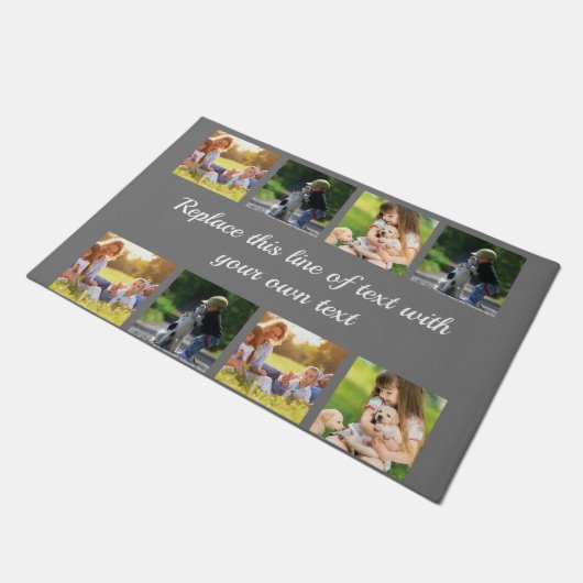 Fotocollage en tekstdeken personaliseren deurmat (Schuin)