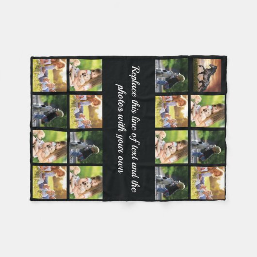Fotocollage en tekstdeken personaliseren fleece deken (Voorkant (Horizontaal))