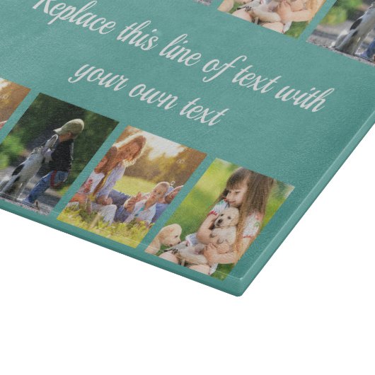 Fotocollage en tekstdeken personaliseren snijplank (Hoek)