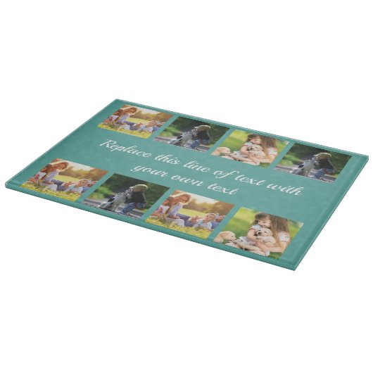 Fotocollage en tekstdeken personaliseren snijplank (Hoek)